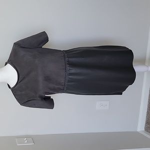 ZARA women's dress, size Small. 100% polyester. Faux suede top, plethora skirt.